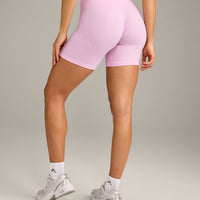EffortlessLift™ Seamless Shorts with Grey Logo | Chalk Pink
