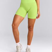 EffortlessLift™ Seamless Shorts with Grey Logo | Citrus Green