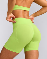 EffortlessLift™ Seamless Shorts with Grey Logo | Citrus Green