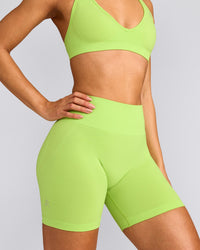 EffortlessLift™ Seamless Shorts with Grey Logo | Citrus Green