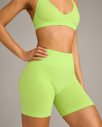 EffortlessLift™ Seamless Shorts with Grey Logo | Citrus Green