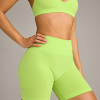 EffortlessLift™ Seamless Shorts with Grey Logo | Citrus Green