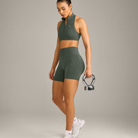 EffortlessLift™ Seamless Shorts with Grey Logo | Dark Khaki