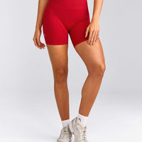 EffortlessLift™ Seamless Shorts with Grey Logo | Fiery Red