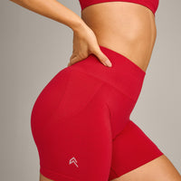 EffortlessLift™ Seamless Shorts with Grey Logo | Fiery Red