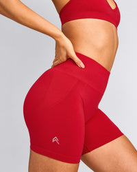 EffortlessLift™ Seamless Shorts with Grey Logo | Fiery Red