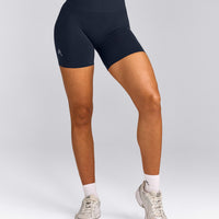 EffortlessLift™ Seamless Shorts with Grey Logo | True Blue
