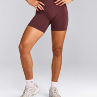 EffortlessLift™ Seamless Shorts with Grey Logo | Velvet Mocha