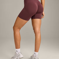 EffortlessLift™ Seamless Shorts with Grey Logo | Velvet Mocha