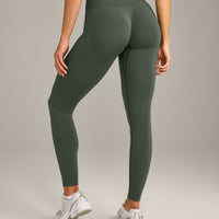 EffortlessLift™ Seamless Leggings with Grey Logo | Dark Khaki