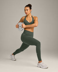 EffortlessLift™ Seamless Leggings with Grey Logo | Dark Khaki