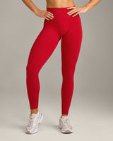 EffortlessLift™ Seamless Leggings with Grey Logo | Fiery Red
