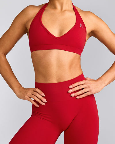 EffortlessLift™ Seamless Leggings with Grey Logo | Fiery Red