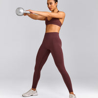 EffortlessLift™ Seamless Leggings with Grey Logo | Velvet Mocha