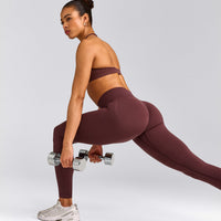 EffortlessLift™ Seamless Leggings with Grey Logo | Velvet Mocha