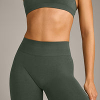 EffortlessLift™ Seamless Mid Rise Leggings with Grey Logo | Dark Khaki