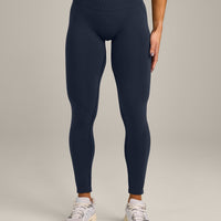 EffortlessLift™ Seamless Mid Rise Leggings with Grey Logo | True Blue