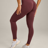 EffortlessLift™ Seamless Mid Rise Leggings with Grey Logo | Velvet Mocha