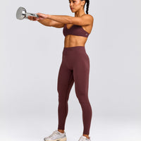 EffortlessLift™ Seamless Mid Rise Leggings with Grey Logo | Velvet Mocha