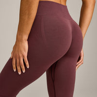 EffortlessLift™ Seamless Mid Rise Leggings with Grey Logo | Velvet Mocha