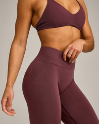 EffortlessLift™ Seamless Mid Rise Leggings with Grey Logo | Velvet Mocha