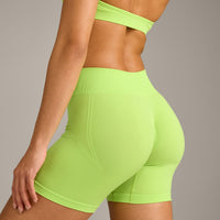 EffortlessLift™ Seamless Mid Rise Shorts with Grey Logo | Citrus Green