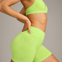 EffortlessLift™ Seamless Mid Rise Shorts with Grey Logo | Citrus Green