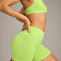EffortlessLift™ Seamless Mid Rise Shorts with Grey Logo | Citrus Green