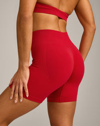 EffortlessLift™ Seamless Mid Rise Shorts with Grey Logo | Fiery Red