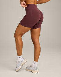 EffortlessLift™ Seamless Mid Rise Shorts with Grey Logo | Velvet Mocha