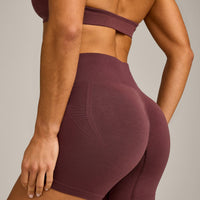 EffortlessLift™ Seamless Mid Rise Shorts with Grey Logo | Velvet Mocha