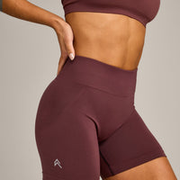 EffortlessLift™ Seamless Mid Rise Shorts with Grey Logo | Velvet Mocha