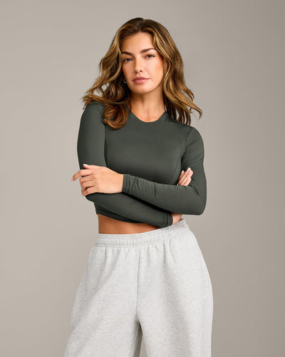 Mellow™ Motion Crew Neck Long Sleeve Mid Top | Dark Khaki