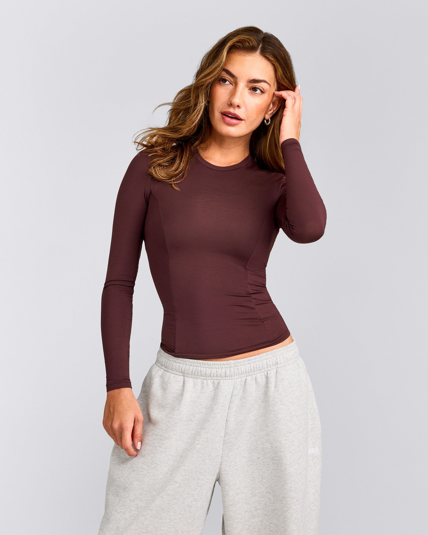 Mellow™ Motion Crew Neck Long Sleeve Top | Light Velvet Mocha