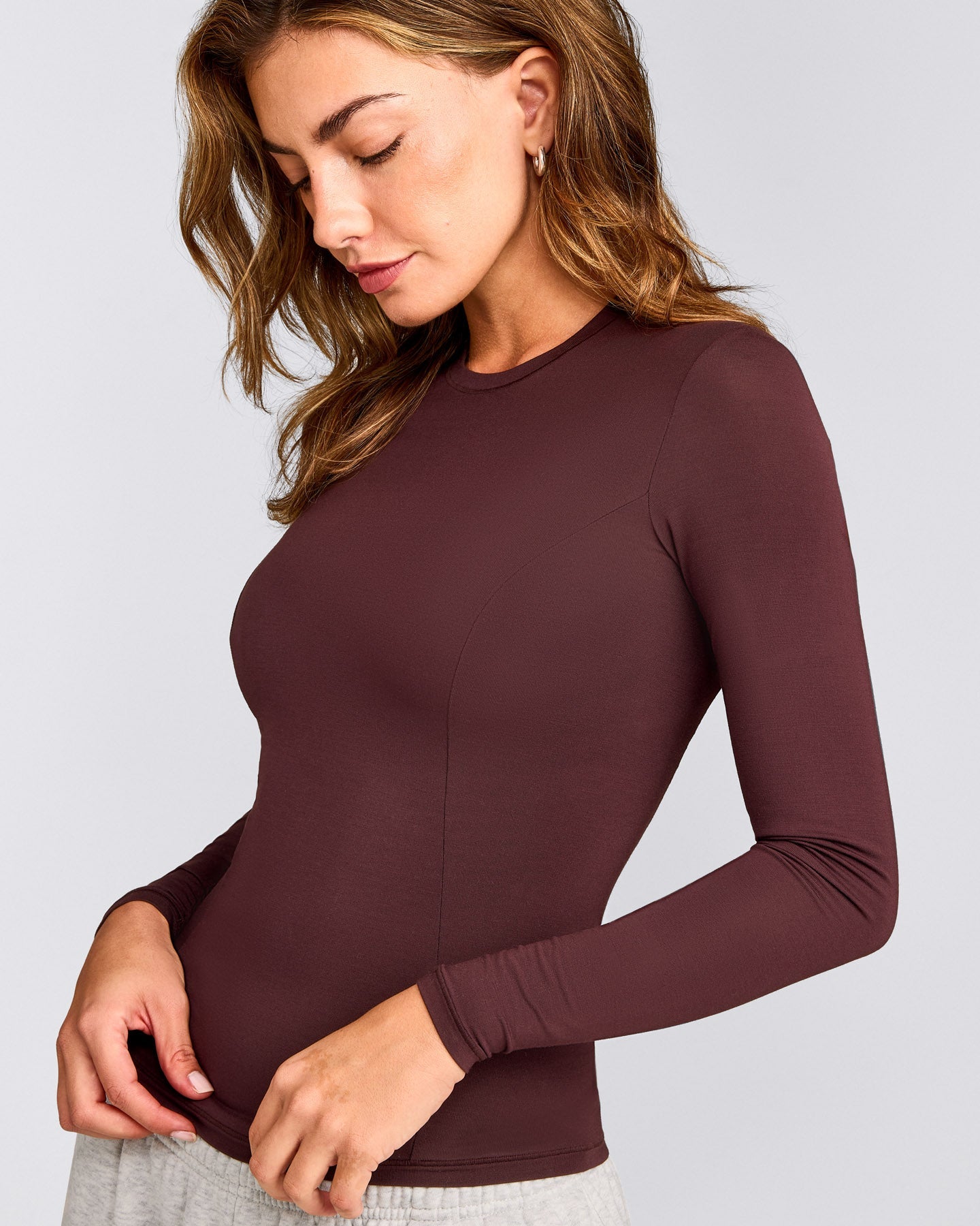 Mellow™ Motion Crew Neck Long Sleeve Top | Light Velvet Mocha