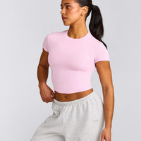 Mellow™ Motion Crew Neck Mid Top | Chalk Pink