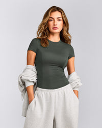Mellow™ Motion Crew Neck Top | Dark Khaki
