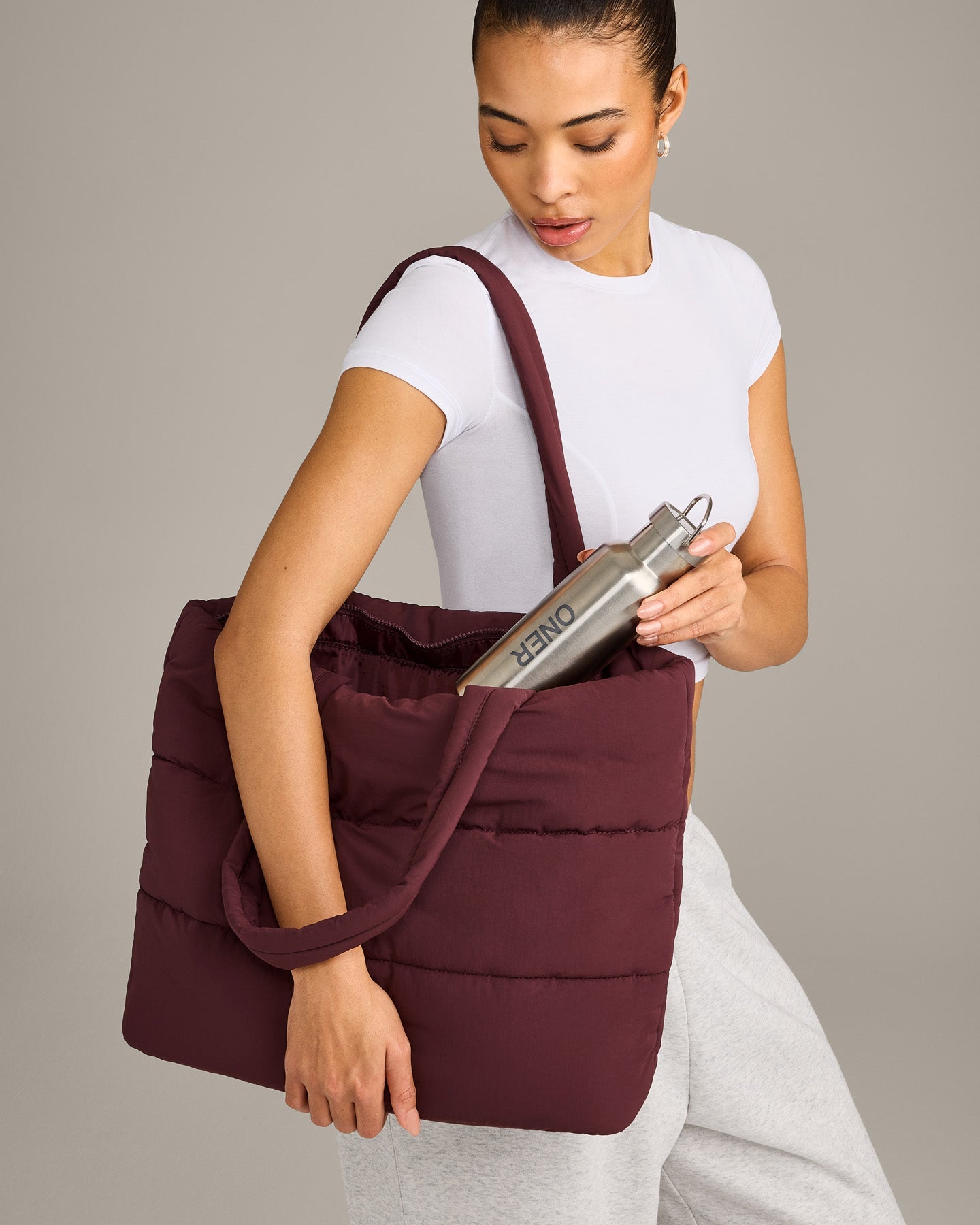 Quilted Tote Bag | Velvet Mocha