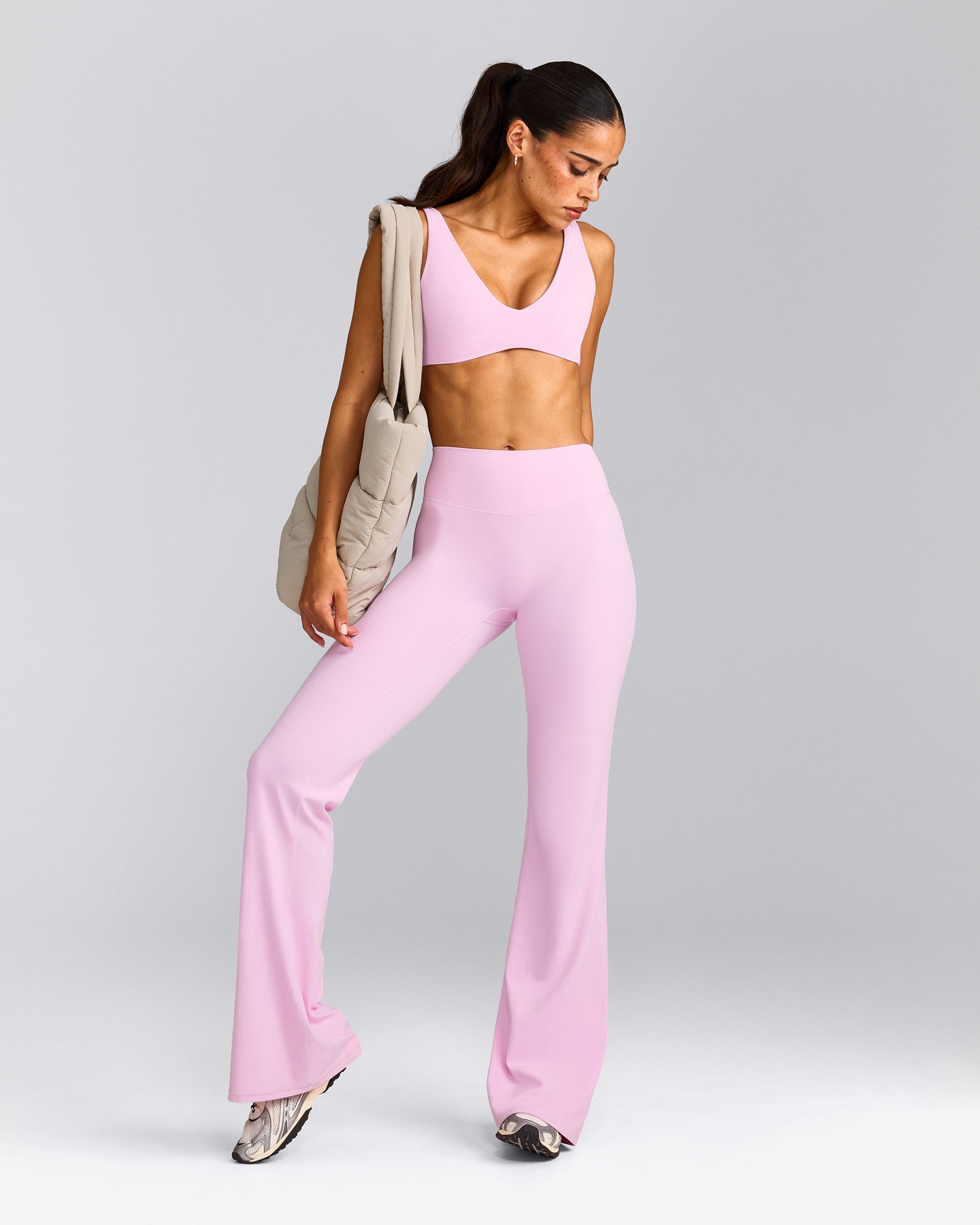 SoftMotion™ Flared Bottoms with Grey Logo | Chalk Pink