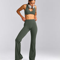 SoftMotion™ Flared Bottoms with Grey Logo | Dark Khaki