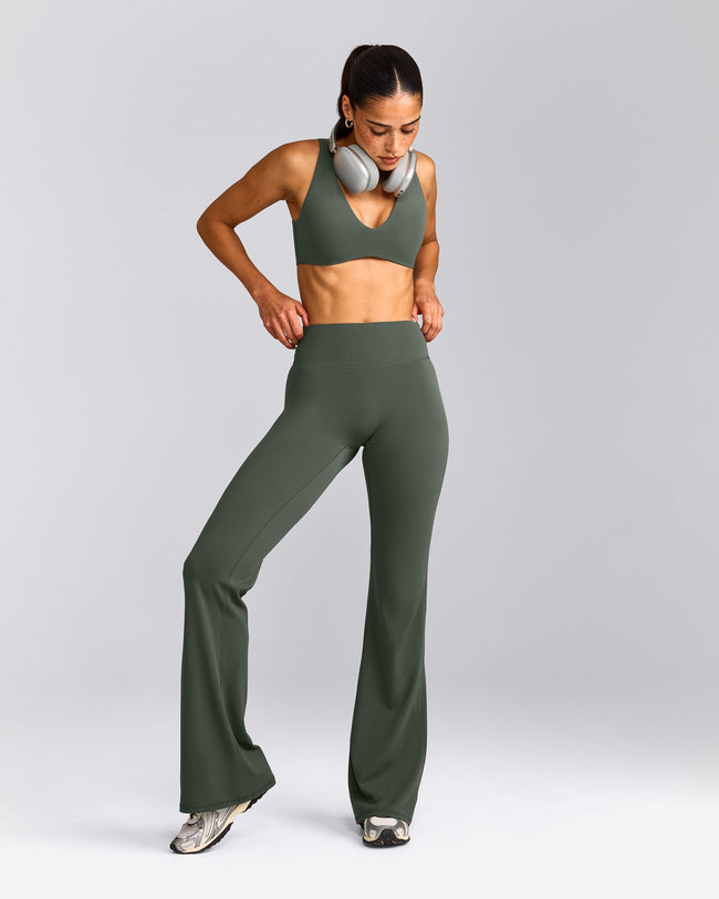 SoftMotion™ Flared Bottoms with Grey Logo | Dark Khaki