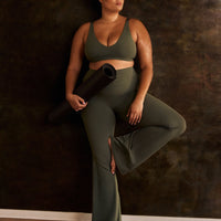 SoftMotion™ Flared Bottoms with Grey Logo | Dark Khaki