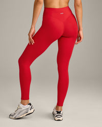SoftMotion™ High Waisted Leggings with Grey Logo | Fiery Red