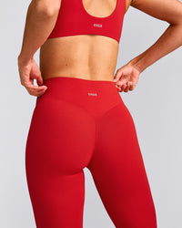 SoftMotion™ High Waisted Leggings with Grey Logo | Fiery Red