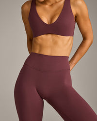 SoftMotion™ High Waisted Leggings with Grey Logo | Velvet Mocha