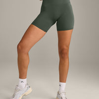 SoftMotion™ High Waisted Shorts 6" with Grey Logo | Dark Khaki