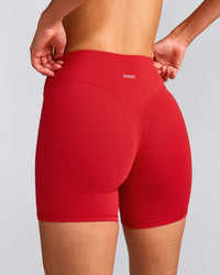 SoftMotion™ High Waisted Shorts 6" with Grey Logo | Fiery Red