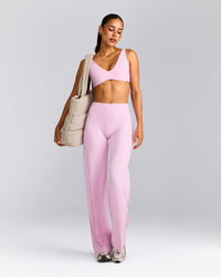SoftMotion™ Straight Leg Bottoms with Grey Logo | Chalk Pink