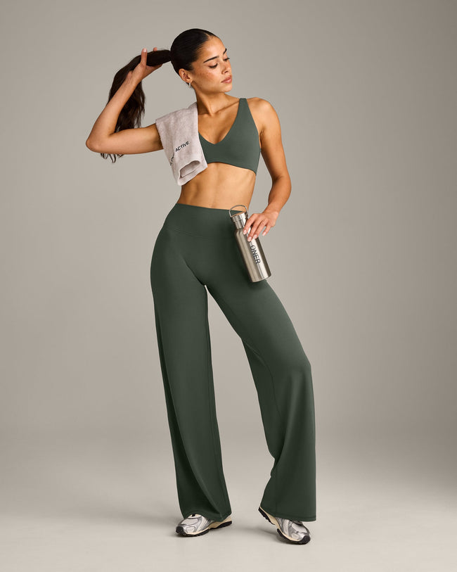 SoftMotion™ Straight Leg Bottoms with Grey Logo | Dark Khaki