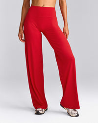 SoftMotion™ Straight Leg Bottoms with Grey Logo | Fiery Red